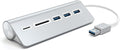 Satechi Aluminum USB 3.0 Hub &amp Card Reader - Compatible with M5 MacBook Pro M5 MacBook Air iMac Surface Pro Dell XPS and More (Silver)