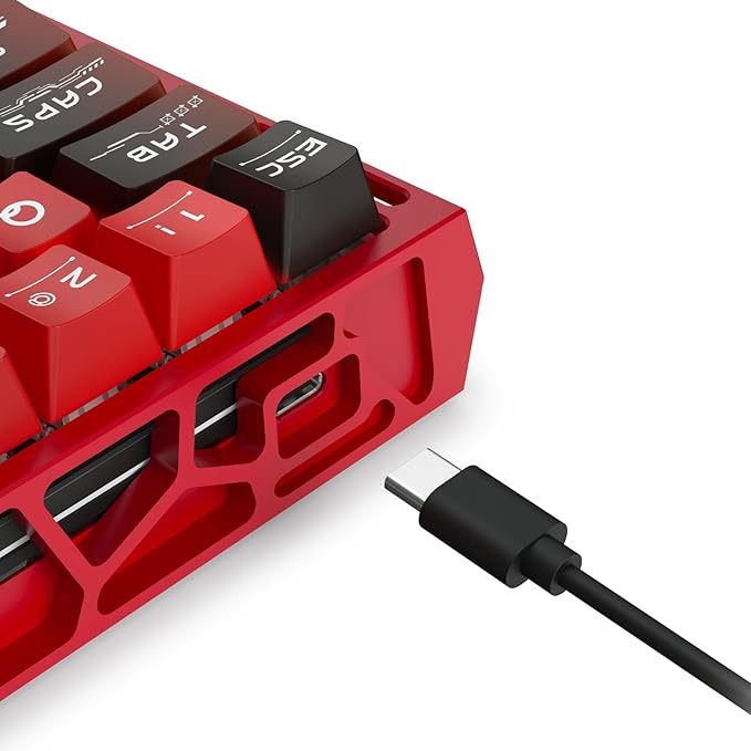 Redragon K753 HE Rapid Trigger Gaming Keyboard 60% 61 Keys Wired Mechanical Keyboard w/Hype-Red Hollowed-Out Aluminum Base Next-Gen UltraMag 100% POM Silky Rappid Trigger Magnetic Switch