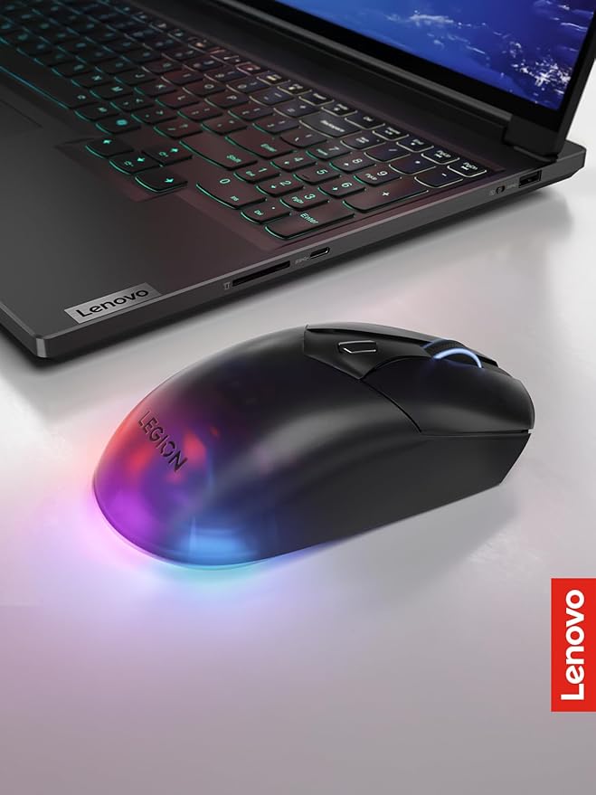 Lenovo Legion M410 Wireless RGB Gaming Mouse – 6 Button Palm Grip Mouse with 16000 DPI 53 Hour Rechargeable Battery 2-Zone RGB Lighting NVIDIA Reflex Compatible
