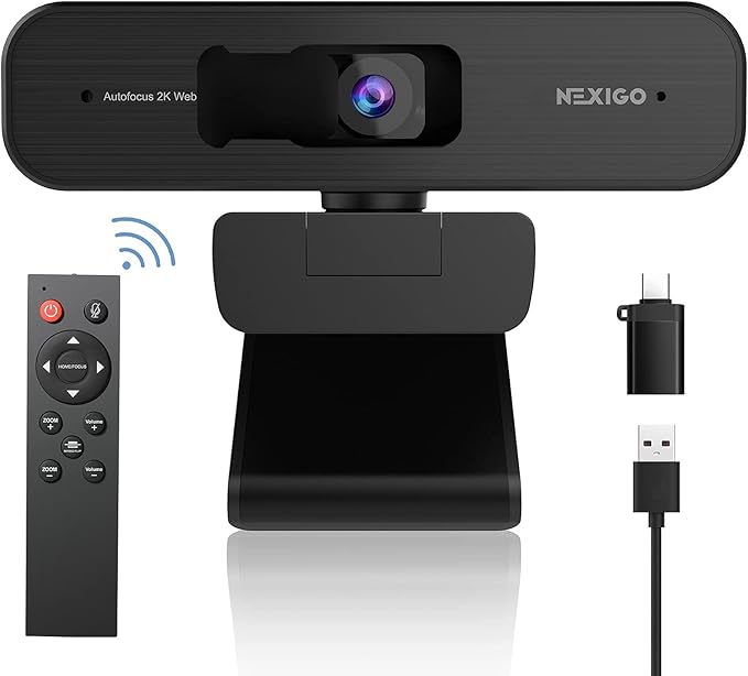 NexiGo N940P 2K Zoomable Webcam with Remote and Software Controls Sony Sensor 1080P@60FPS 3X Zoom in Dual Stereo Microphone for Zoom/Skype/Teams/Webex (Black) (Renewed)