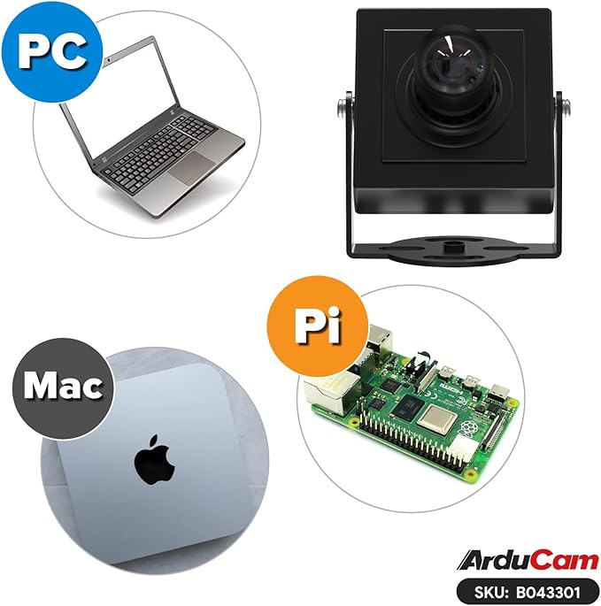 Arducam 12MP HDR USB Camera Module 101°(D) Wide Angle UVC Webcam with M12 Lens for Windows Linux Android and Mac OS
