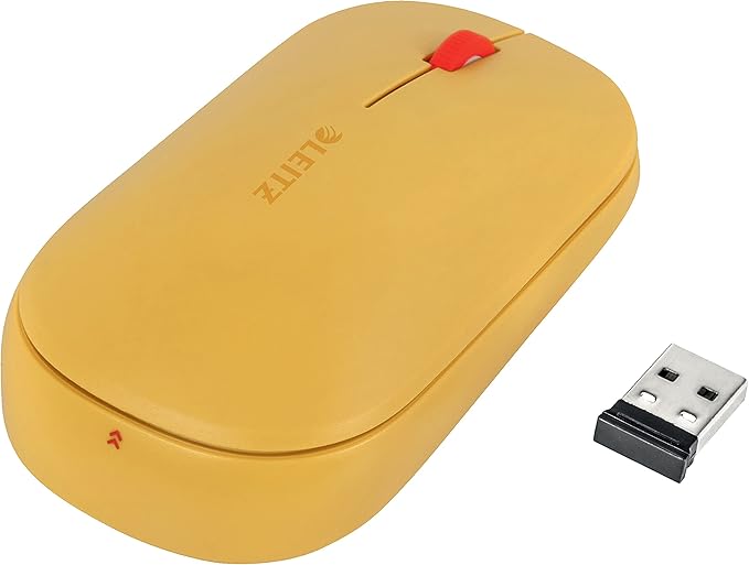 Leitz SureTrack Wireless Computer Mouse Suitable For Both Right &amp Left Handed Connect with Bluetooth or 2.4GHz USB-A Windows Android &amp Apple Cozy Collection Yellow 65310019