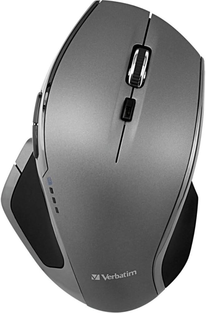 Verbatim 2.4G Wireless 8-Button LED Ergonomic Deluxe Mouse - Computer Mouse with Nano Receiver for Mac and PC - Graphite