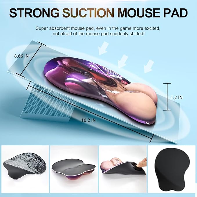 3D Anime Gaming Mousepad Ergonomic Mouse Pad with Wrist Support Rest Mousepad Gel Wrist Rest Memory Foam with Coaster Non-Slip &amp Pain Relief for Computer Wireless Home&ampOffice KG Alpha Dead