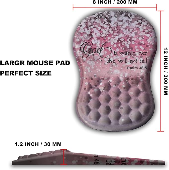 Mouse Pad Wrist Support Ergonomic Mouse Pad with Massage Dot Comfortable Computer Mouse Pad for Laptop Wrist Rest Pain Relief Mousepad with Non-Slip PU Base for Office &amp Home 12 x 8 in