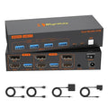 4K Kvm Switch 2 Monitors 2 Computers 4K@60Hz HDMI Displayport Dual Monitor KVM Switches 2 Ports for 2 PC Share Mouse Keyboard and 2 Screens with USB 3.0 Cables and Extended Controller