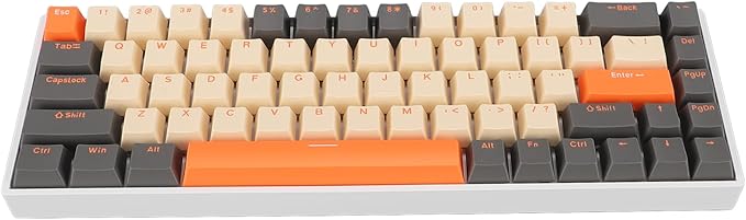 Pongnas 60 Percent Gaming Mechanical Keyboard 68 Key RGB Backlit Type C Wired Keyboard with Red Switch RGB Lighting Effects Ergonomic Design ABS Material Suitable for Home Office