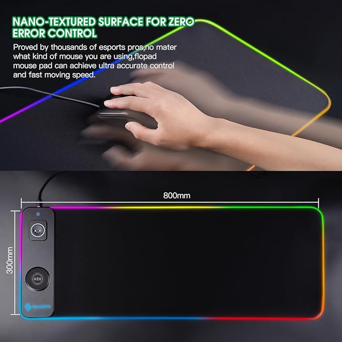 M15WR Wireless Charging RGB Gaming Desk Mat/Mouse pad 3 in 1 Wireless Charging 15 RGB Light Modes (Sound Pickup Mode Power Failure Memory Function) 31.49 x 11.81 Non-Slip Rubber Base