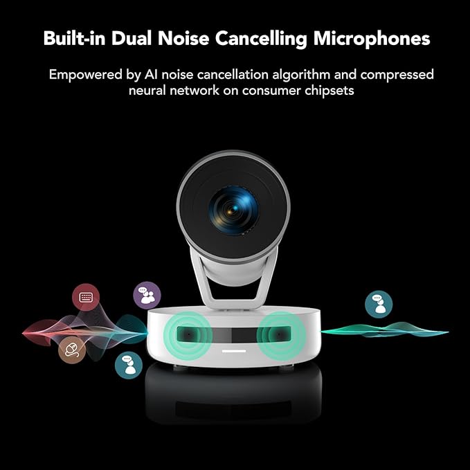NUROUM V403 PTZ Camera 5X Optical Room Video Conference Webcam AI Noise Cancelling Microphones 350° Pan&amp60° Tilt 4 Preset Positions 122° FOV 1080P for Zoom/Teams/Google Meet