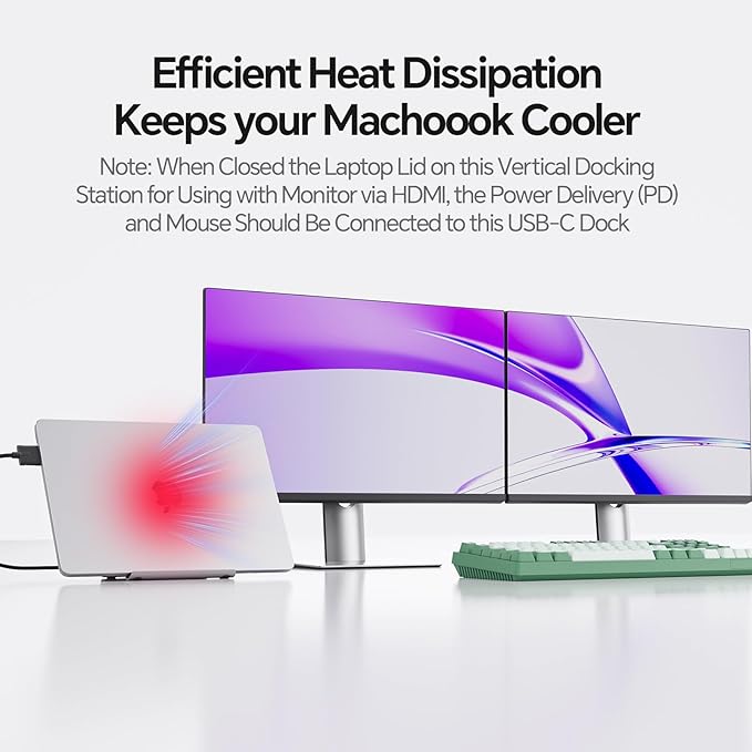 MacBook Pro Docking Station Dual Monitor 4K@60Hz for MacBook Pro/Air M3 Pro/M4/M5 PULWTOP USB C Docking Station Stand Laptop Dock with 2 HDMI PD Ethernet USB A/C 10Gbps Audio SD/TF USB 2.0