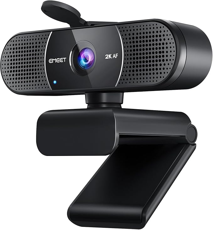 EMEET C960 2K Webcam with Microphone 2K QHD 2 Omnidirectional Mics PDAF Autofocus Streaming Camera with Privacy Cover Plug&ampPlay USB Webcam for Calls/Conference Zoom/Skype/YouTube Laptop/Desk