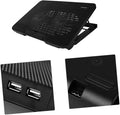 Cooling Pad with Dual Fans Portable USB Cooler for Heat Dissipation Easy to Install Stand Black