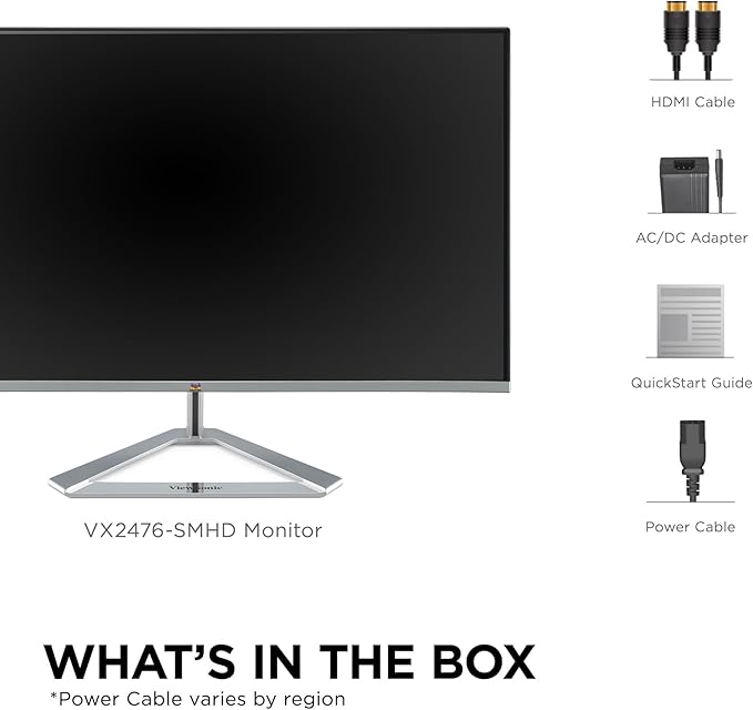 ViewSonic VX2476-SMHD 24 Inch 1080p IPS Monitor with FreeSync Ultra-Thin Bezels HDMI and DisplayPort