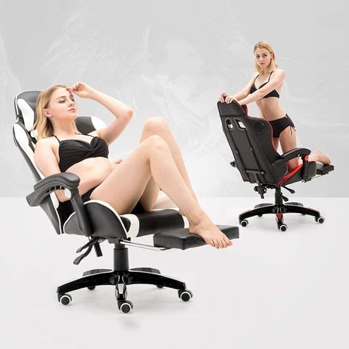 Office Chair E-Sports Chair Racing Game Chair Ergonomic Computer Chair Telescopic Footrest Seat PU Leather Headrest Lift Swivel Chair Chair (Color : C) Needed