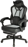 Gaming Chair PRO Ergonomic Gaming Chairs for Adults Heavy People Massage Reclining Office Desk Computer Chair with Footrest and Lumbar Support Big Tall Mesh Gamer Chair with Cushion (Grey)