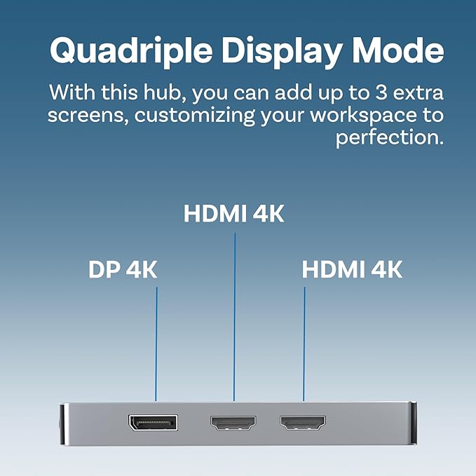 MMOBIEL USB-C Hub to Dual HDMI &amp DisplayPort 4K@60Hz 100W Power Delivery 3X USB 3.0 ETH 1000Mbps– 8-in-1 USB Hub Docking Station – USB-C Adapter Quadruple Display Multiport for Laptop Tablet e