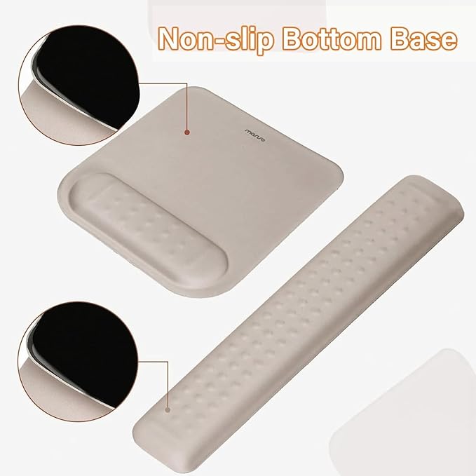 MOSISO Computer Keyboard Stand&ampWrist Rest Support for Keyboard &ampMouse Pad Set Ergonomic Massage Wrist Rest Set Easy Typing Working Acrylic Clear Stand for Office Home Taupe Brown