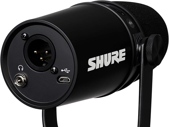 Shure MV7 USB Podcast Microphone for Podcasting Recording Live Streaming &amp Gaming Built-in Headphone Output All Metal USB/XLR Dynamic Mic Voice-Isolating Technology TeamSpeak Certified - Bla