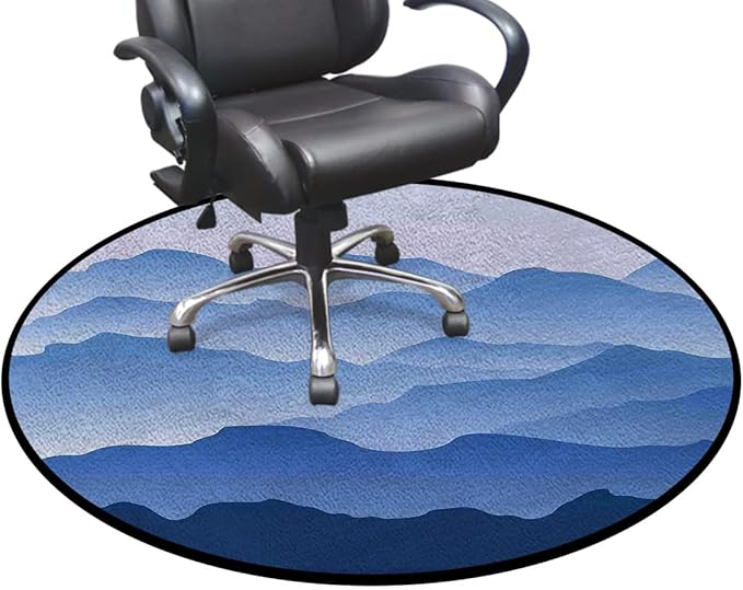Gaming Chair Mat for Hardwood Floor Anti-Slip Floor Protector Game Controller Rubber Gaming Computer Chair Mat Mountain Nature Theme a BlueDiameter 39 in