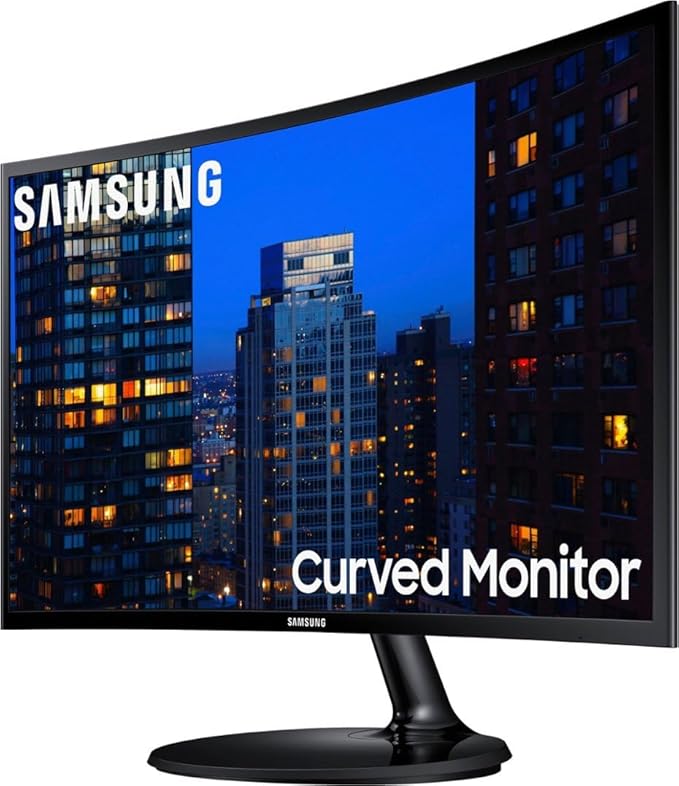 SAMSUNG 24 390C Series LED FHD Curved Monitor 60Hz Refresh Rate 4ms Response Time AMD FreeSync Monitor (HDMI VGA) Black with MTC HDMI Cable
