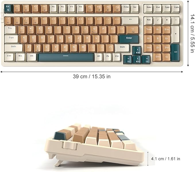 Wireless Mechanical Keyboard Triple Mode 2.4G/USB-C/BT Gaming Keyboards 100 Keys Backlit Red Switch Keyboard | Rechargeable Mechanical Gaming Keyboards (Brown Combo Red Switch)