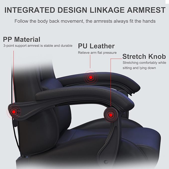 Big and Tall Gaming Chair Home Office Desk Chair PU Leather Accent Vanity Chair for Living Room Swivel Adjustable Task Chair for Gaming Room