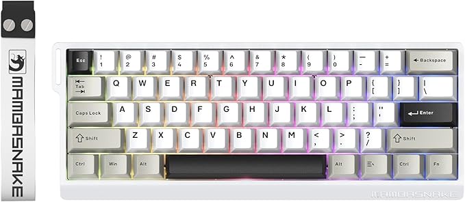MAMBASNAKE X60 HE 60% Rapid Trigger Wireless Gaming KeyboardHall Effect Magnetic SwitchesAdjustable Actuation0.1ms Ultra-Low Latency 8KHz Polling Rate3-Mode RGBPBT Keycaps for Win/Mac-Star White