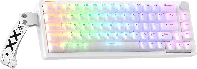 68% Wired Gaming Keyboard with Volume Knob RGB Backlit Mechanical Keyboard Gasket Mount with PBT Keycaps8000 Hz Polling Rate Hall Effect Cream Switches Hot-Swap for FPS Games (Cream White)
