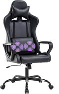 Gaming Chair Ergonomic Office Chair Massage Computer Chair High Back Racing Video Game Chair with Adjustable Armrest and Headrest Lumbar Pillow Swivel Rocking Executive Task Chair Black
