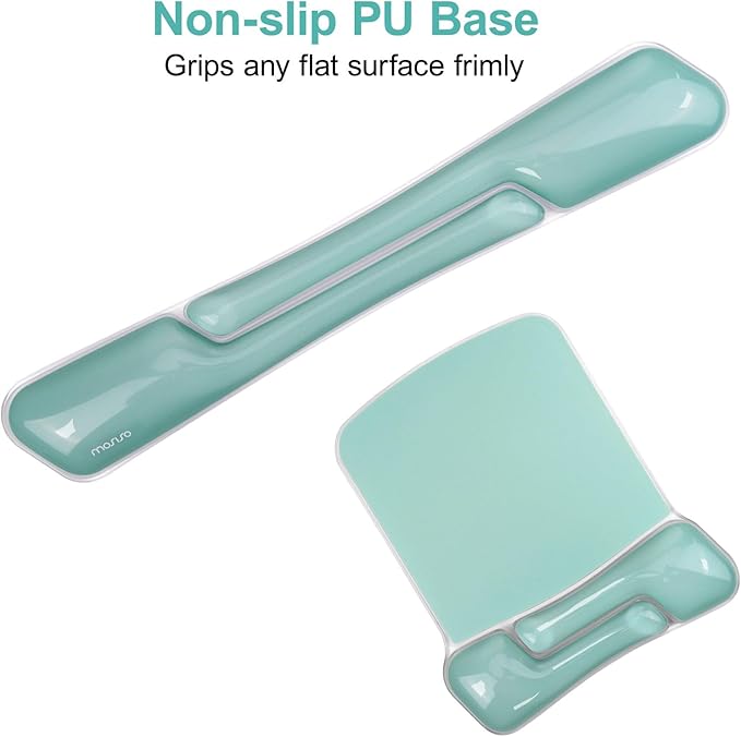 MOSISO Gel Wrist Rest Support for Mouse Pad&ampKeyboard Set Irregular Rectangular Ergonomic Mousepad Keyboard Pad Non-Slip Soft Cooling Gel Easy Typing Mat for Computer Laptop Home/Office Green