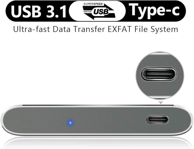 500GB Portable External Hard Drive USB3.1 Gen 1 Type C Ultra Slim 2.5'' HDD Storage Compatible for PC Desktop Laptop Mac Xbox One (Silver)