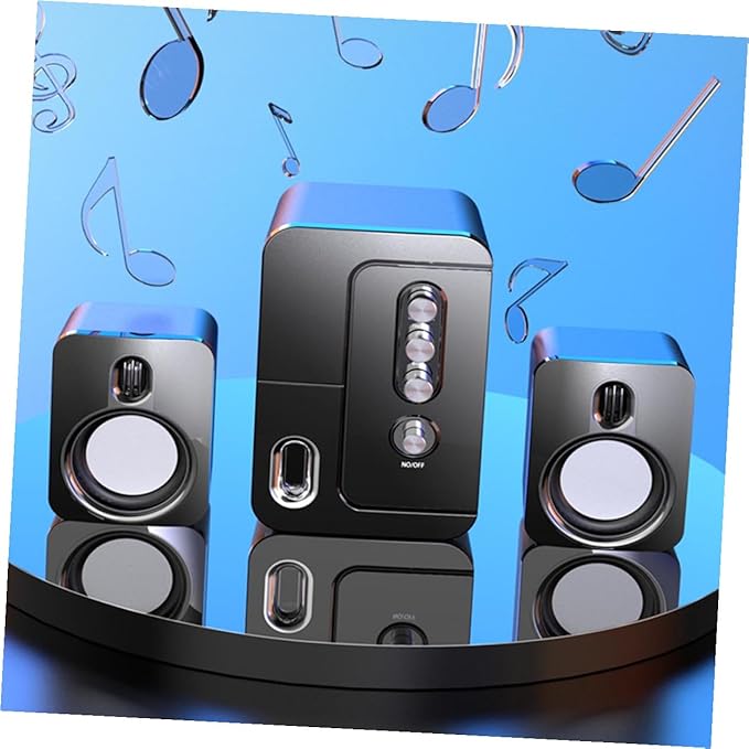 USB Laptop Desktop Speaker 3D Surround Sound Compact Computer Speaker with Bass Subwoofer Black for Home Office Use