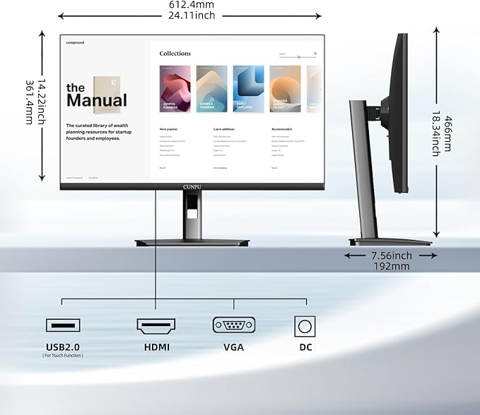 27 Inch Touchscreen Monitor 10 Point Touch FHD 1080P 60Hz Nano IPS Screen 100% SRGB VESA Wall Mountable Tilt Adjustment VGA HDMI for PC Laptop Business &amp Work Station