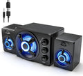 D-208 Computer Speakers with Subwoofer 2.1 Hi-Fi PC Speakers System with RGB Lighting  Enhanced Bass Plug and Play USB/USB-C Powered and 3.5mm Aux in for Desktop Monitor Laptop Tablet (Black)