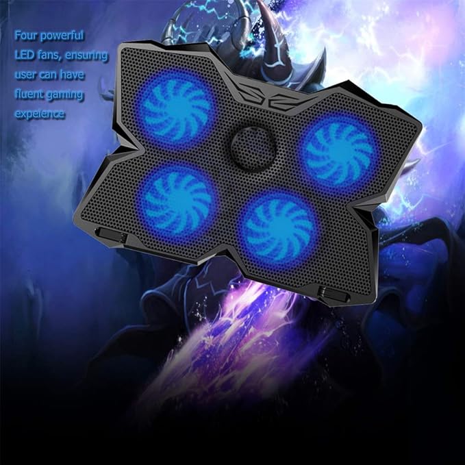 Laptop Cooling Pad 12-17 Cooler Pad Chill Mat 4 Quiet Fans USB Adjustable Mounts Laptop Stand Height Angle