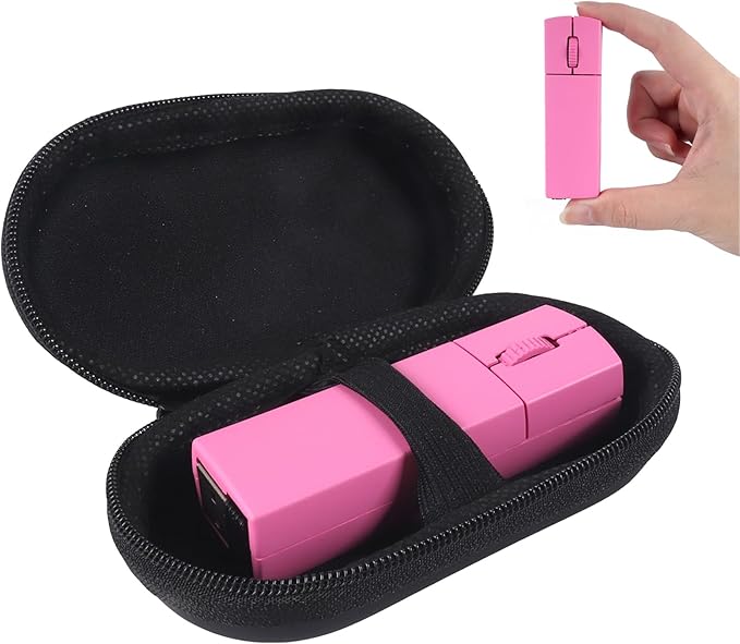 elec Space Wireless Mini Finger Mouse - Silent Dual-Mode Bluetooth &amp 2.4GHz Ergonomic Portable PC Mouse with Case Compatible with MacBook and Chromebook (Pink)