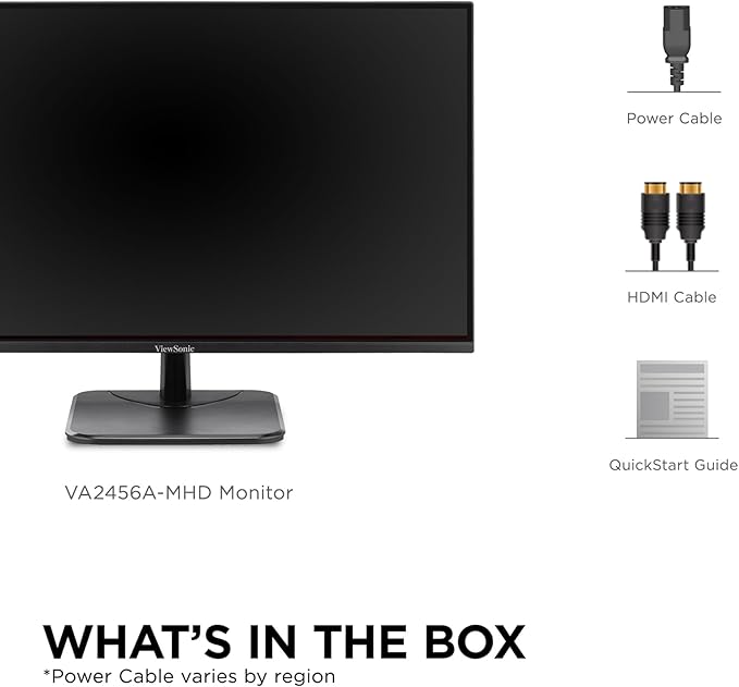 ViewSonic VA2456A-MHD 24 Inch IPS 1080p Monitor with 120Hz Eye Care HDMI DisplayPort and VGA Inputs for Home and Office (Renewed)