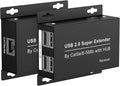 USB Extender Over Ethernet 200ft USB2.0 HUB RJ45 Cat5e 6 up to 480Mbps with Power Adapter 2 Cameras Work in Sync Support Windows MacOS Android Linux