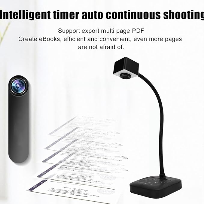 Pomya 4K USB Document Camera &amp 12MP Webcam for Teaching 6X Zoom Auto Focus IP65 Plug &amp Play for WindowsMacAndroid with Fill Light