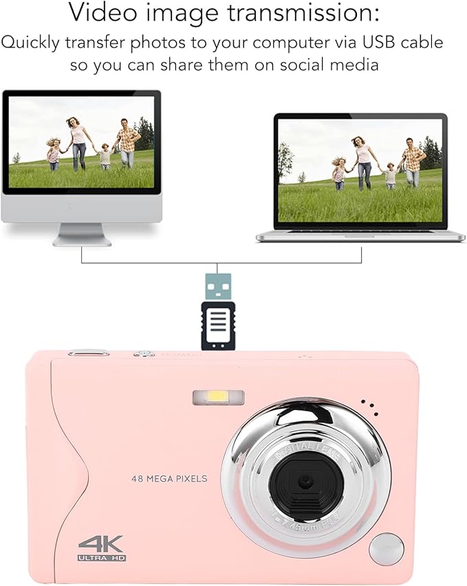 4K Video Camera 48MP Digital Camera with Webcam Function 16x Zoom Compact and Portable for Traveling Family Gatherings and Studying