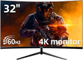 ZZA 32 Inch Curved Monitor 4k Computer Screen 60HZ 4k UHD(3840 * 2160P) 3000R VA Panel Gaming Monitor 4K AMD Freesync 100% sRGB HDR10 Wall Mountable Installs(HDMI 2.0/DP 1.4 * 2)