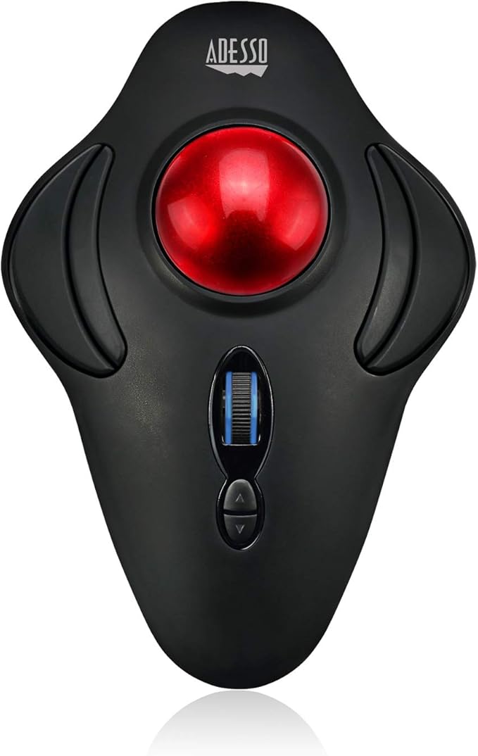 Adesso iMouse T40 Wireless Ergonomic Finger Trackball Mouse with Nano USB Receiver Programmable 7 Button Design and 5 Level DPI Switch for Left and Right Hand