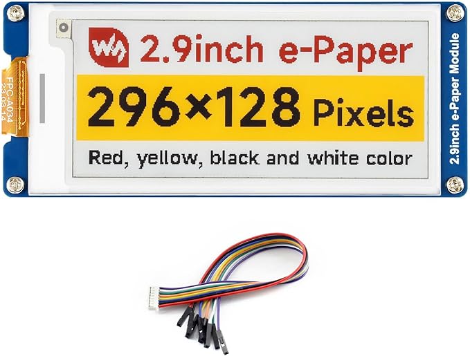 waveshare 2.9inch E-Paper Display (G) E-Ink Display 296x128 Red/Yellow/Black/White SPI Interface with Driver Board
