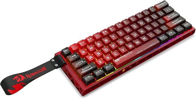 Redragon K753 HE Rapid Trigger Gaming Keyboard 60% 61 Keys Wired Mechanical Keyboard w/Hype-Red Hollowed-Out Aluminum Base Next-Gen UltraMag 100% POM Silky Rappid Trigger Magnetic Switch