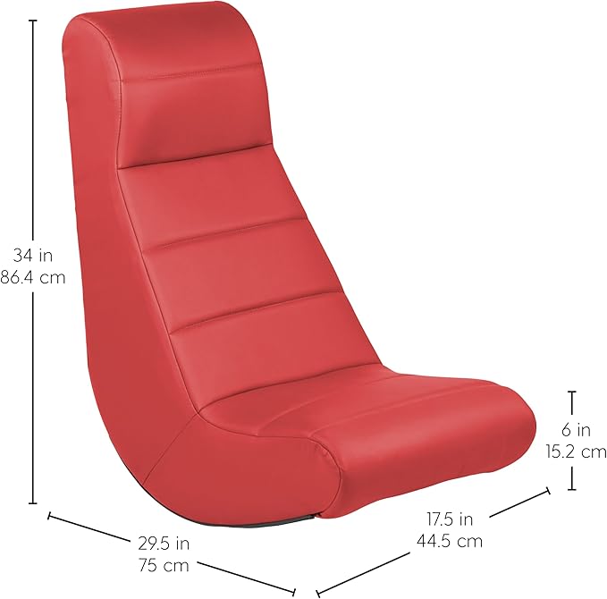 Factory Direct Partners Soft Ergonomic Horizontal Soft Floor Video Rocker - Cushioned Ground Chair Great for Reading Gaming or Watching TV for Kids Teens and Adults - Red 10489-RD