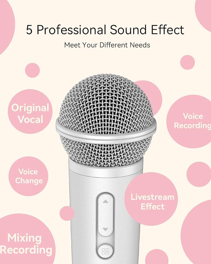 Singing Microphone with Earphone &amp Stand Ideal for Vocal Recording Podcasting Live Streaming Gaming Compatible with Smule &amp Starmaker &amp Stingray USB-C Dongle &amp Lightning Adapter