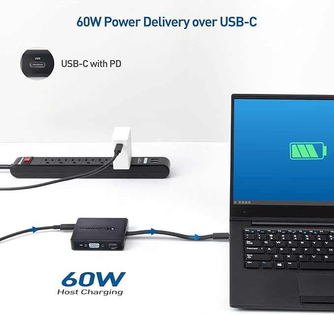 Cable Matters USB C Hub with HDMI DisplayPort VGA USB 2.0 Fast Ethernet 60W Charging - Thunderbolt 4 / USB4 / Thunderbolt 3 Port Compatible with MacBook Pro Dell XPS HP Spectre x360 and More