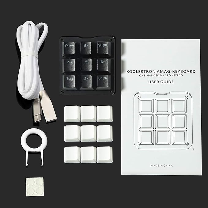 Koolertron One Handed Macro Mechanical Keyboard RGB LED Backlit Portable Mini One-Handed Mechanical Gaming Keypad OSU! Keyboard 9 Fully Programmable Keys Blue Switches