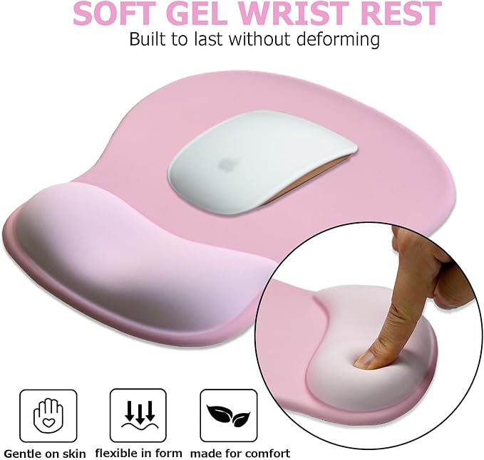Gel Mouse Pad with Wrist Rest Ergonomic Office Keyboard Wrist Rest and Mousepad with Wrist Support Computer Mouse Pad with Non-Slip PU Base and Desk Accessories Mat for Laptop &amp Home &amp Gamin