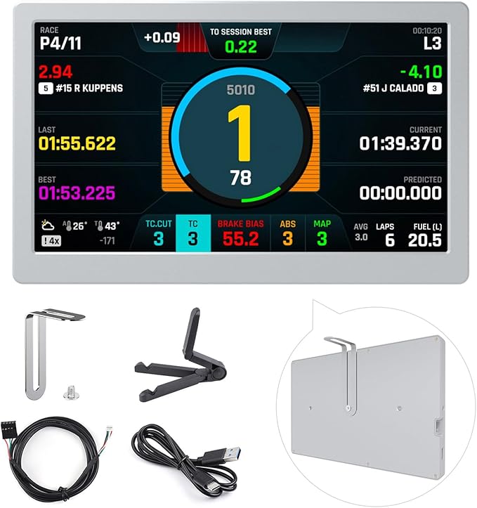 Waveshare 7inch IPS Side Monitor Extended Monitor Windows 7/8/10/11 1024x600 IPS Display Panel Supports Horizontal and Vertical Flip Up to 170° Viewing Angle USB One-Cable Connection Silver